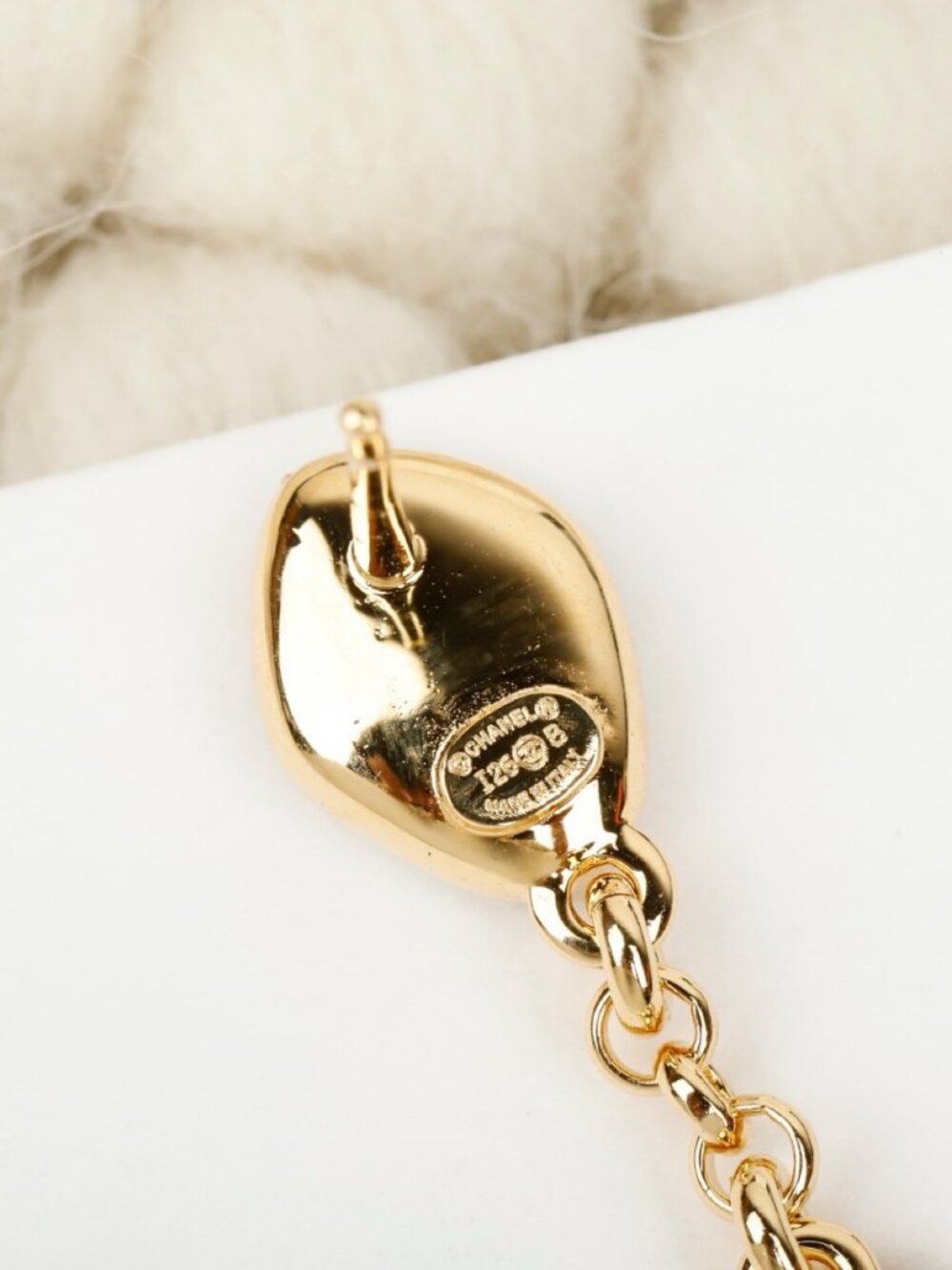 Chanel Gold-Tone Pebble Chain Drop Earrings